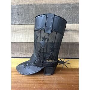 Western Metal Cowboy Cowgirl Decorative Boot With Spurs Tealight Holder